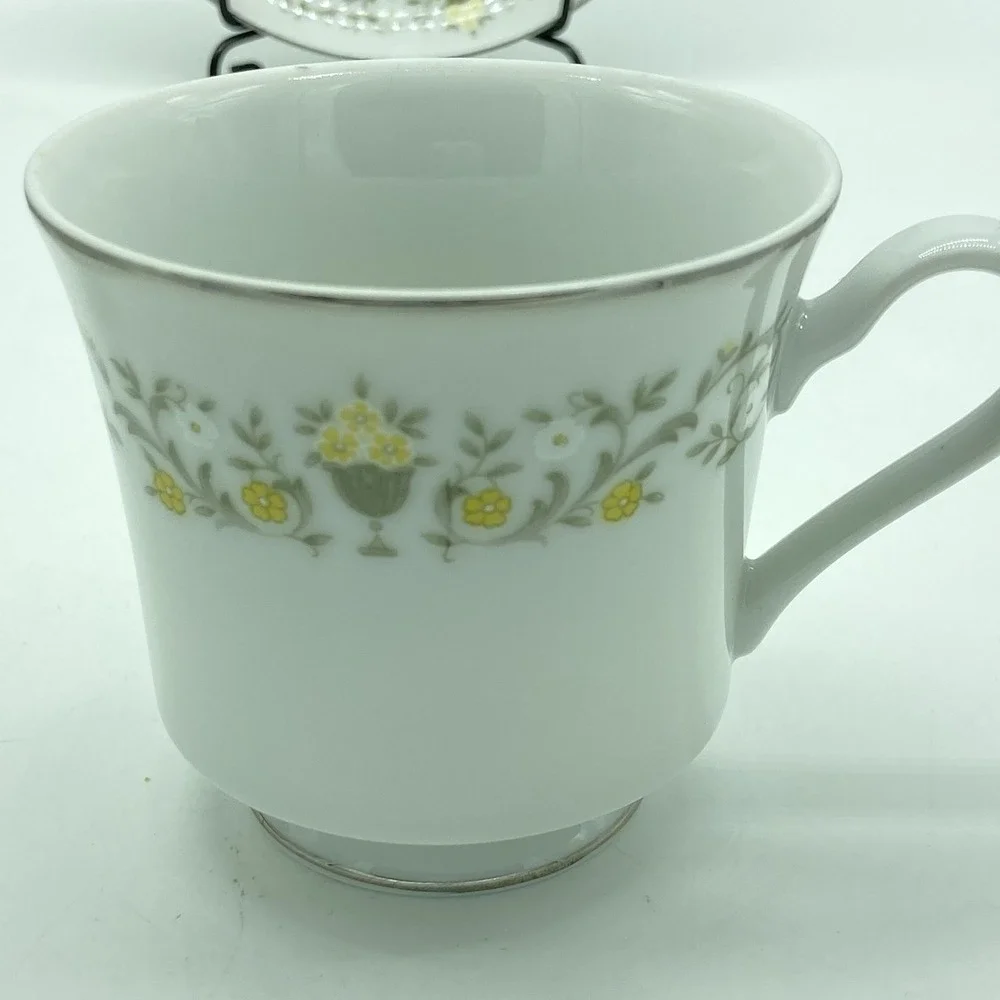 Sterling China Co. Florentine Cups & Saucers Set Of 3 Shabby Chic Cottagecore